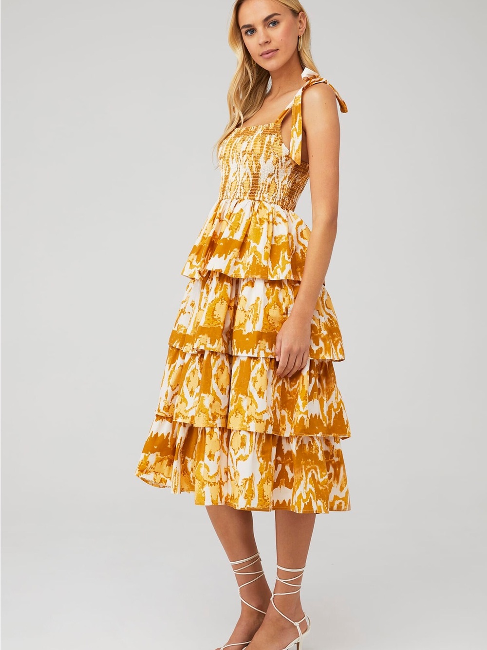 Cleobella Shae Midi Dress Smocked Organic Cotton Boho MSRP $248‎ Small